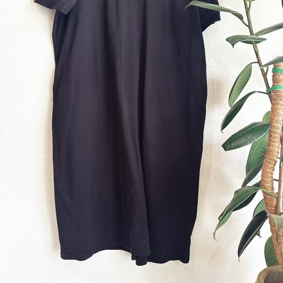 Wol Hide Maxi Dress Large Oversized Organic Cotton Black Lagenlook Minimalist - Picture 3 of 10